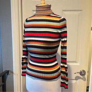 MOTH by Anthropologie striped ribbed turtleneck sweater XS
